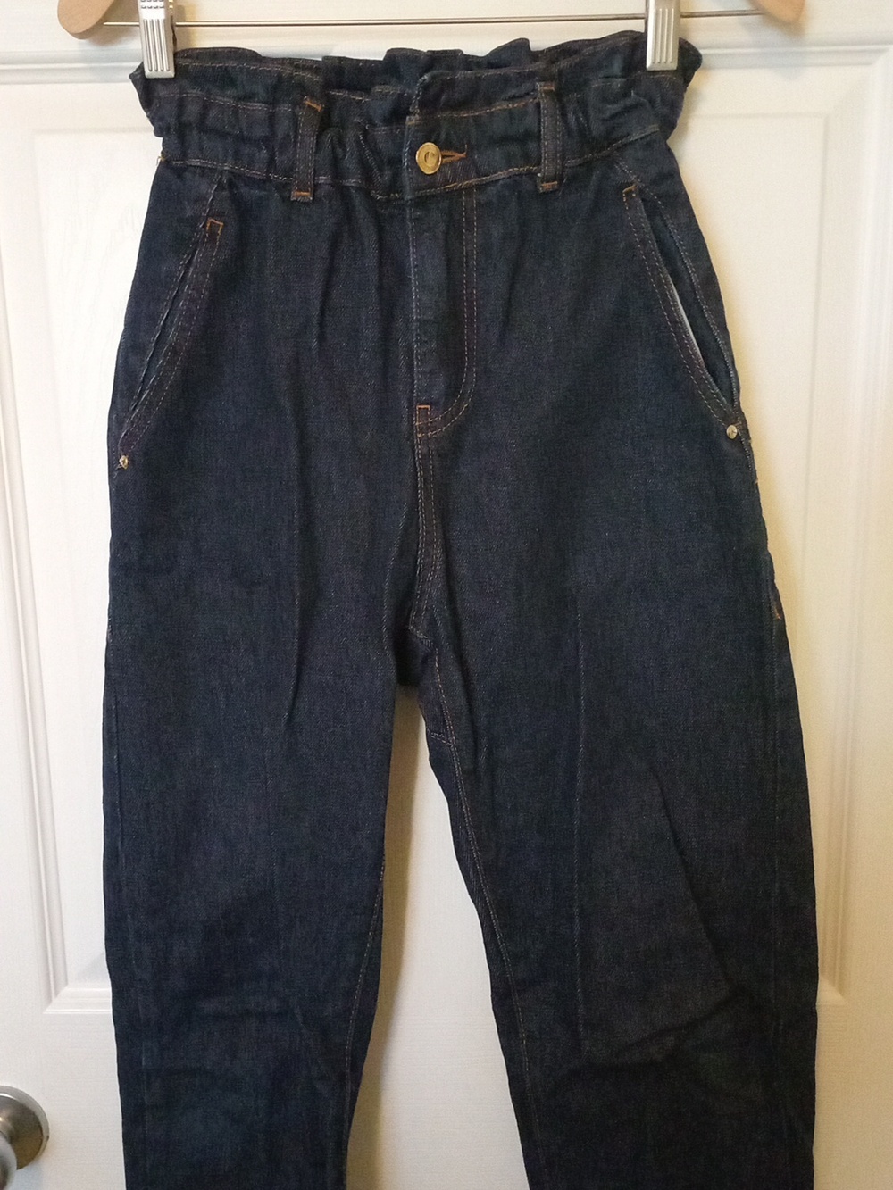 Zara High-Waist Paperbag Dark Denim